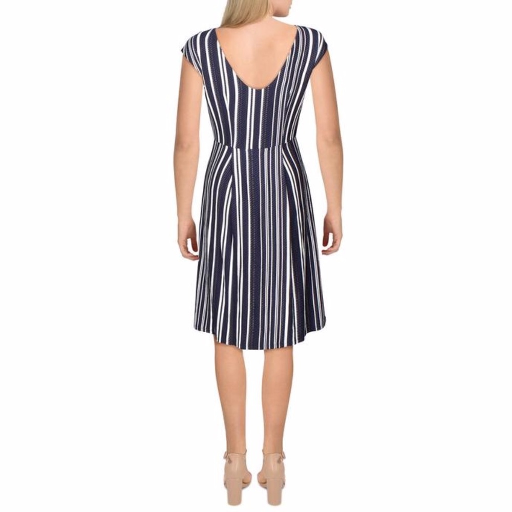 TOMMY BAHAMA STRIPED SCOOP NECK COCKTAIL DRESS - Picture 2 of 9